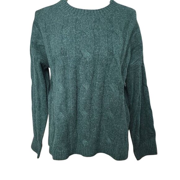 Express Sweaters - Express Women's Size Medium Emerald Green Cable Knit Crew Sweater